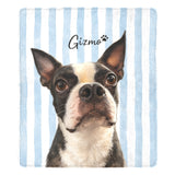 Custom Striped Dog Portrait Ultra-Soft Micro Fleece Blanket - Watercolor Art Using Photo(s) And Name(s) .