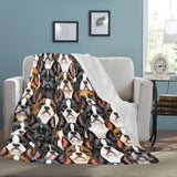 Boston Terrier Dogs Crowd Ultra-Soft Micro Fleece Blanket .