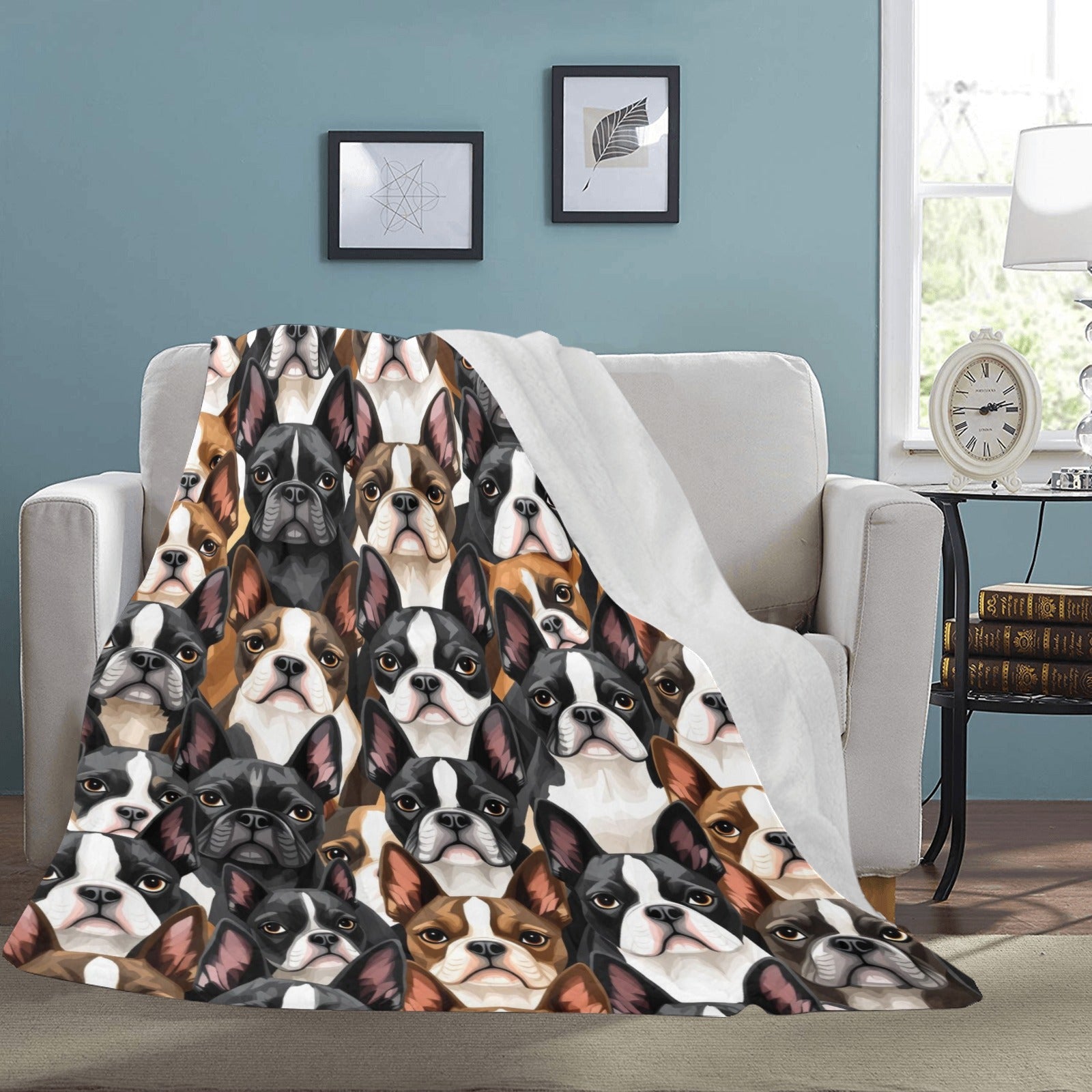 Boston Terrier Dogs Crowd Ultra-Soft Micro Fleece Blanket .