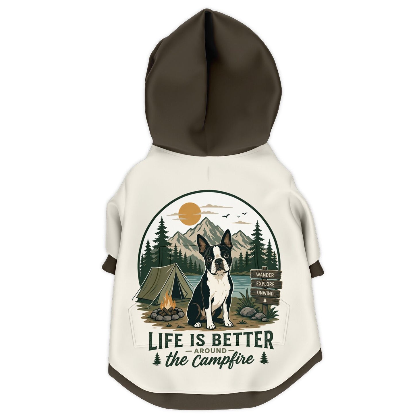 Life Is Better Around the Campfire Boston Terrier Shirt, Camping Dog Zip-Up Hoodie .