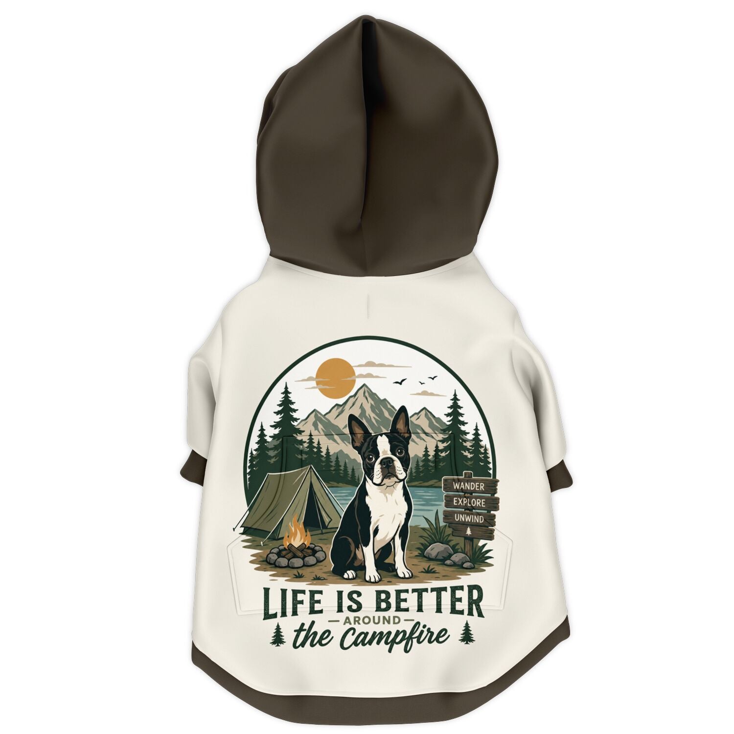 Life Is Better Around the Campfire Boston Terrier Shirt, Camping Dog Zip-Up Hoodie .