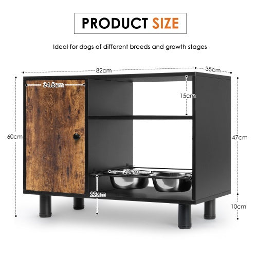 Large Dog Feeder Station with Elevated Dog Bowls