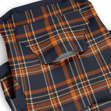 Dog Zip-Up Hoodie - Navy White Orange Plaid