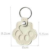 Leather Paw Print Keychain – Creative Pet Hair Keepsake Holder, Dog Paw Memorial Charm Key Ring Gift for Dog Lovers . White