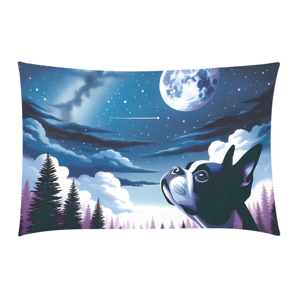 Boston Terrier Dog Gazing At The Starry Night Sky 3-Piece Bedding Set