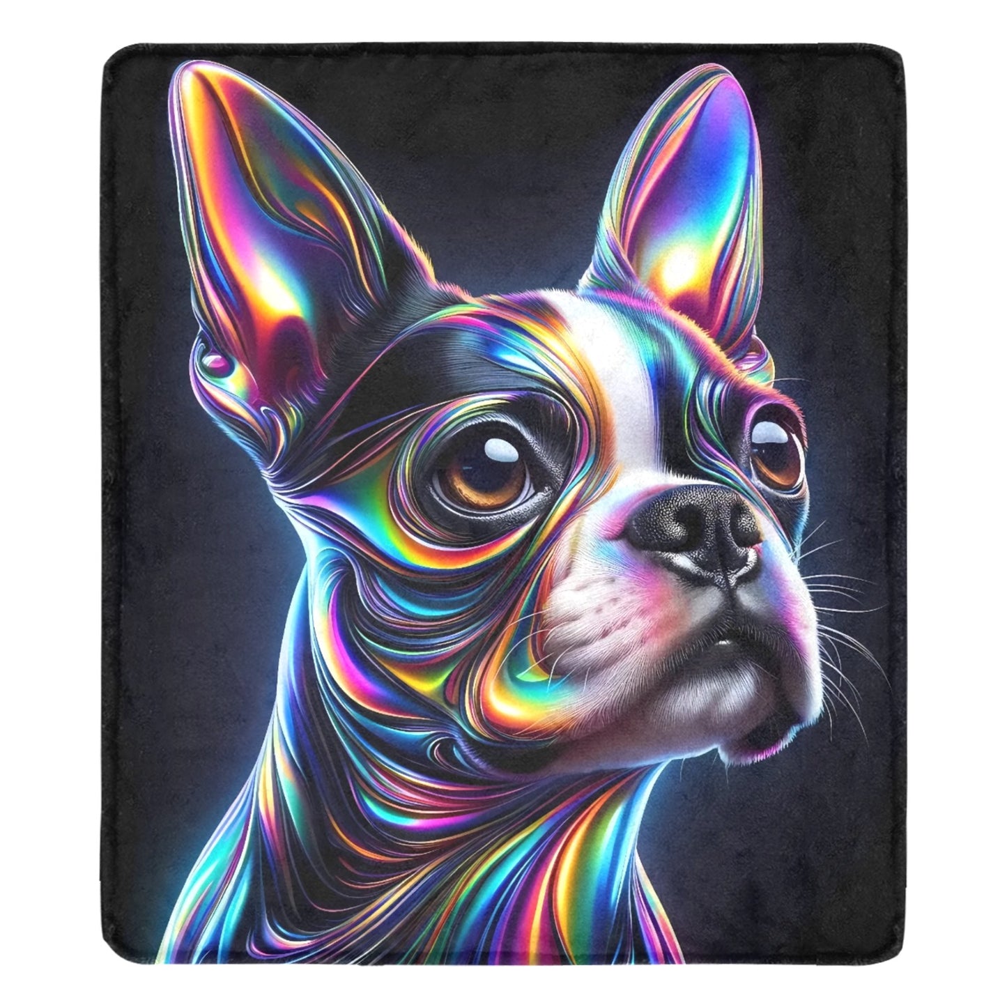Iridescent Boston Terrier Dog Ultra-Soft Micro Fleece Blanket