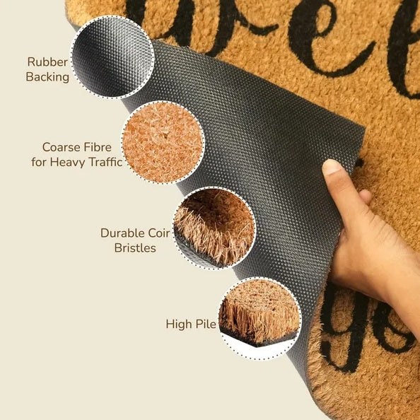 Welcome Hope You Like Dogs Coir Doormat With Non Slip PVC Backing