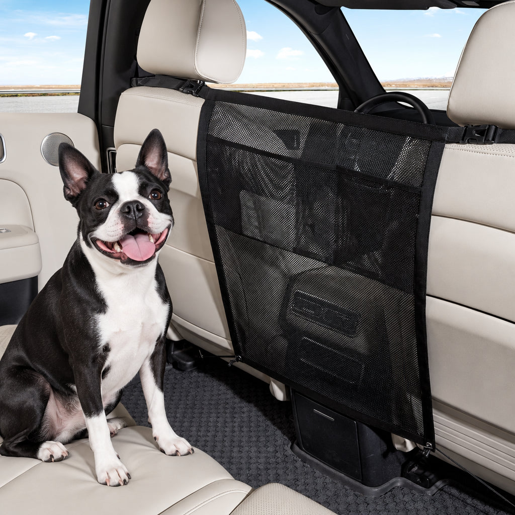 Dog Car Seat Barrier – Rear Seat Pet Divider with Scratch Protection & Storage Pocket