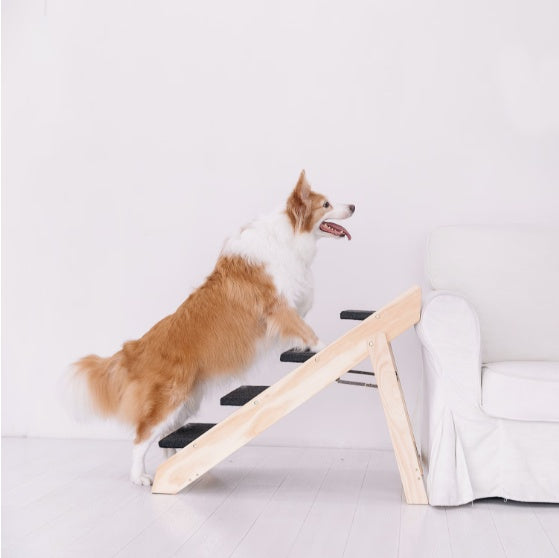 Wooden Foldable 4-storey Pet Stairs and Ramp