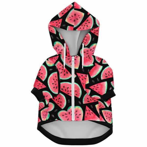 Watermelon Fruit Fashion Dog Zip-Up Hoodie - Black