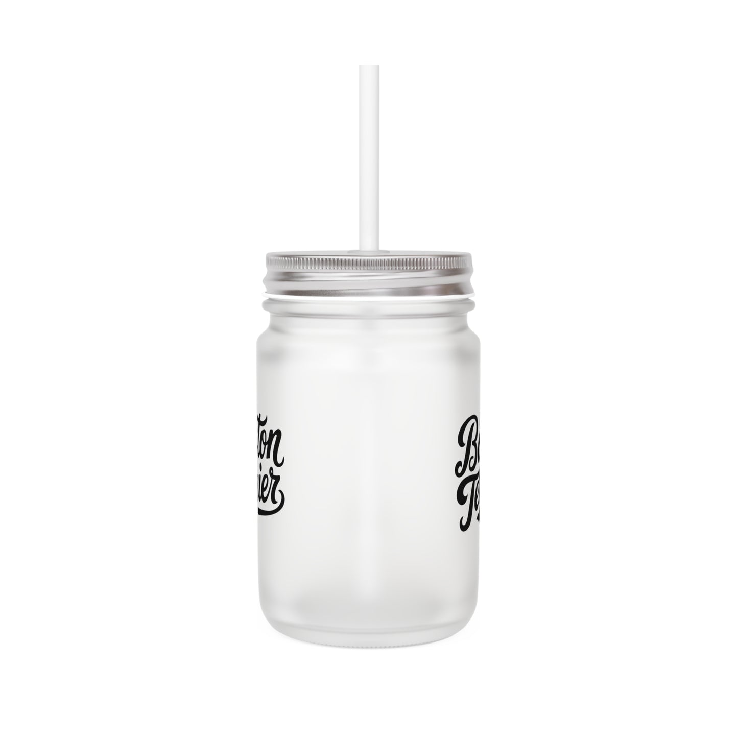 Boston Terrier Mason Jar with Straw