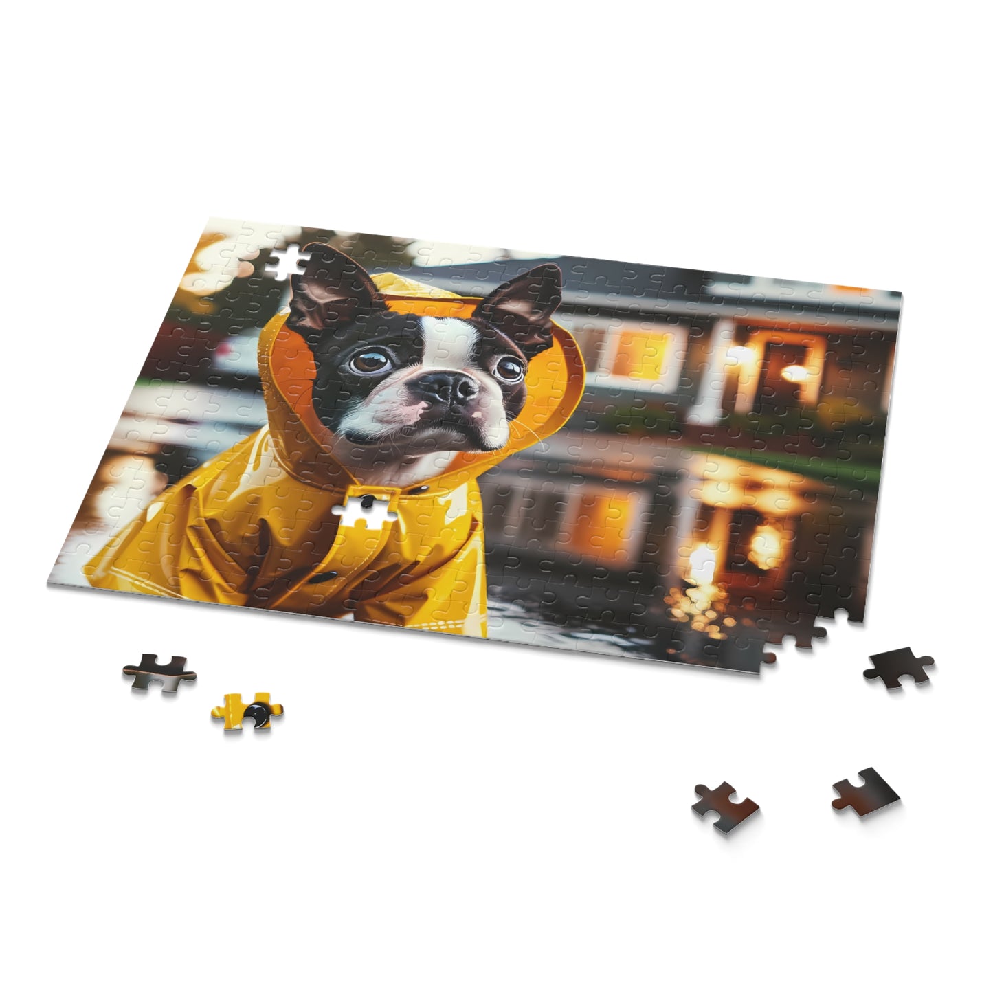 Rainy Day Boston Terrier Dog Puzzle (120, 252, 500-Piece)