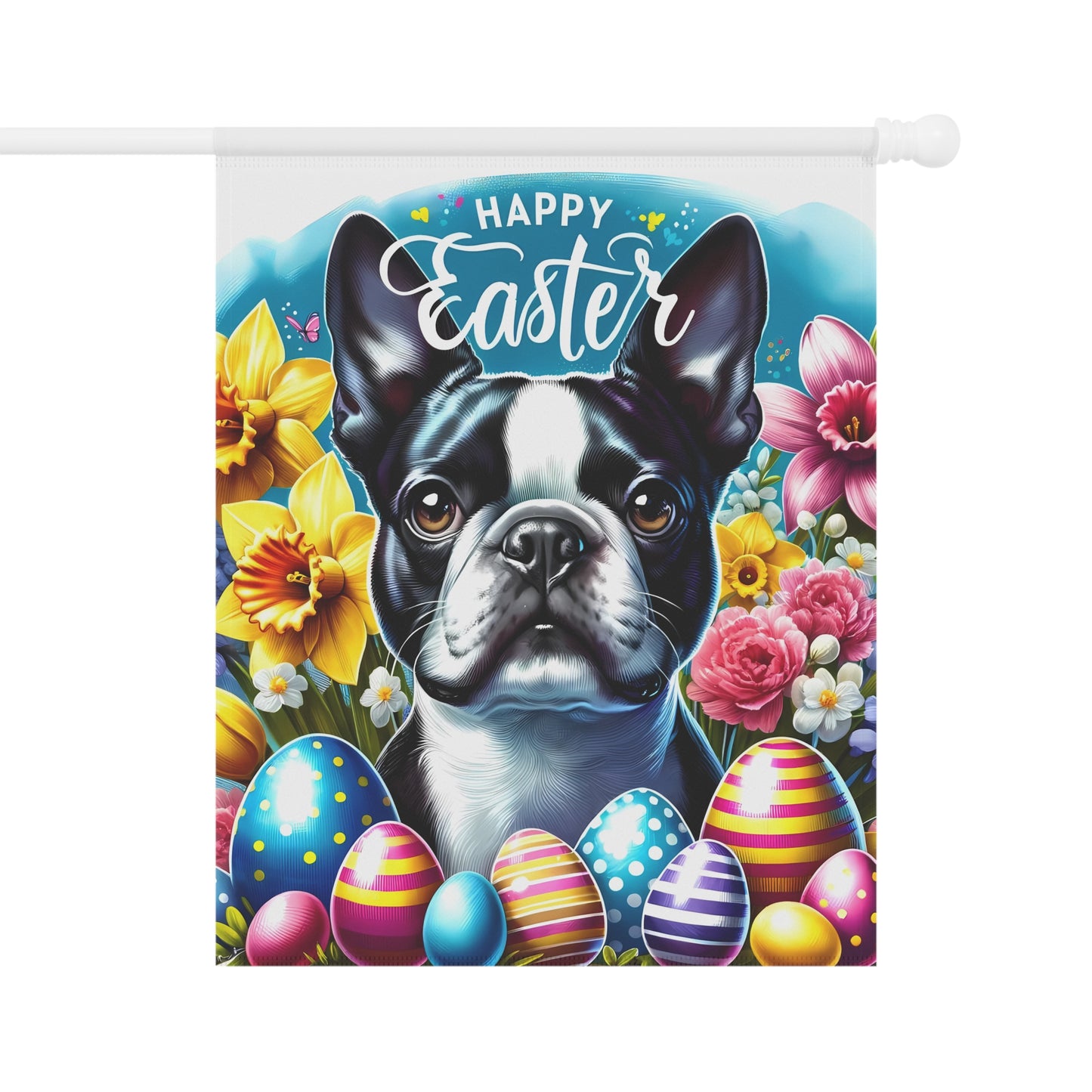 Happy Easter Boston Terrier Garden & House Banner
