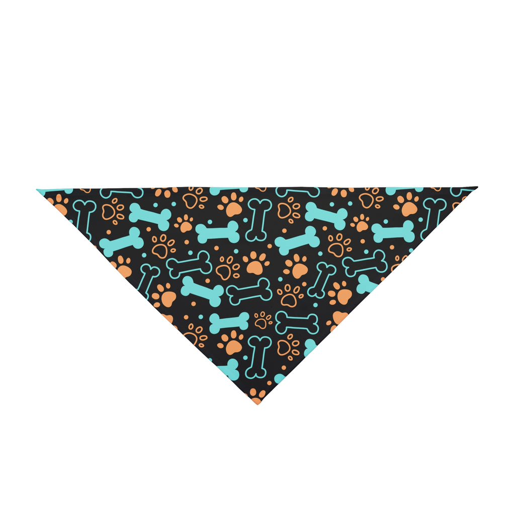 Paws and Bones Dog Bandana - Black, Blue and Orange