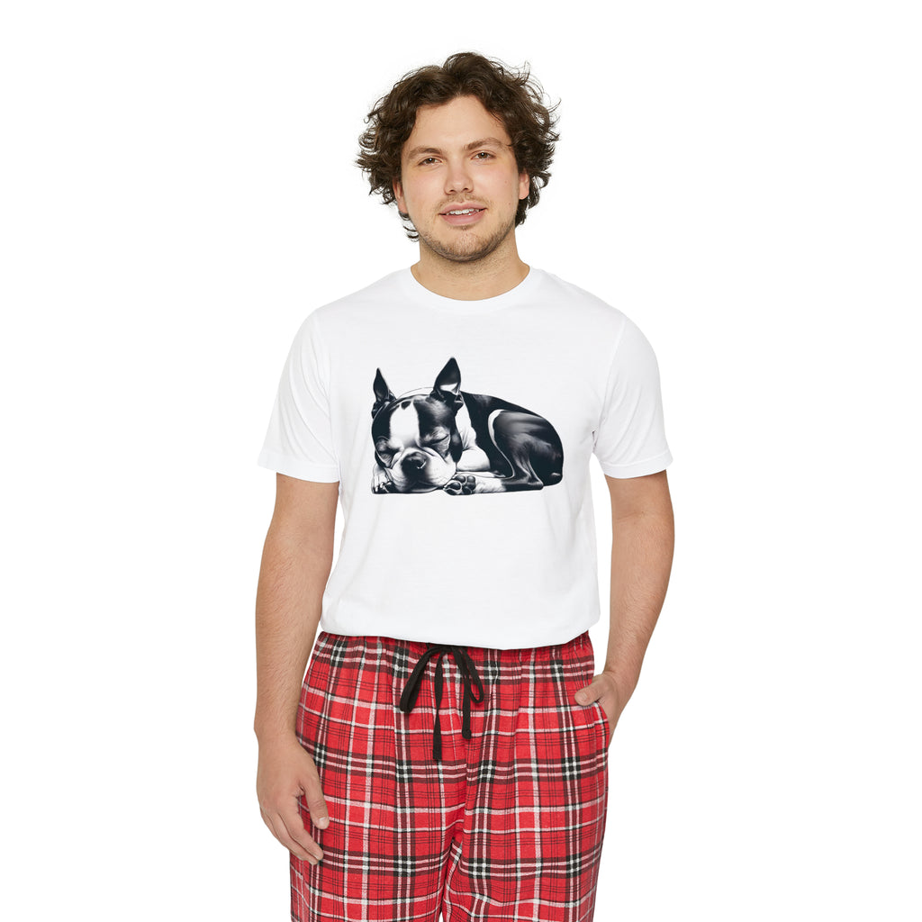 Sleeping Boston Terrier Men's Short Sleeve Pajama Set