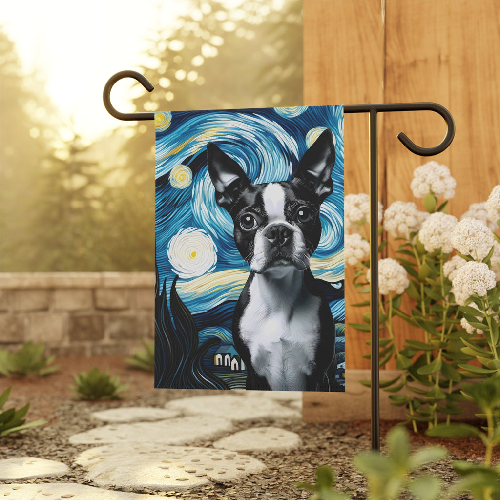 Starry Night - Boston Terrier Garden & House Banner