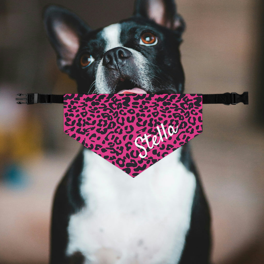 Personalized Pink Leopard Dog Bandana Collar