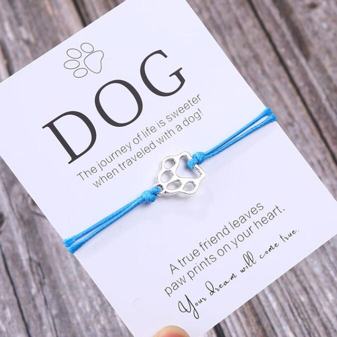 Friendship Bracelet Gift for Him Paw Print Bracelet Dog Lover Gift