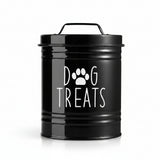 Modern Metal Pet Treat & Dog Food Storage Container With Lid . Black