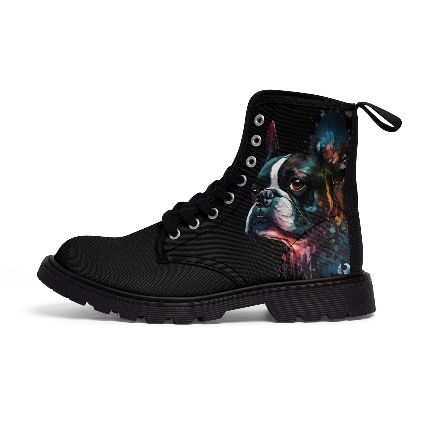 Boston Terrier Art - Men's Martin Canvas Boots