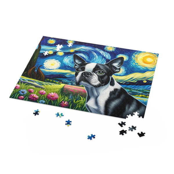 Starry Night - Boston Terrier Dog Puzzle (120, 252, 500-Piece)