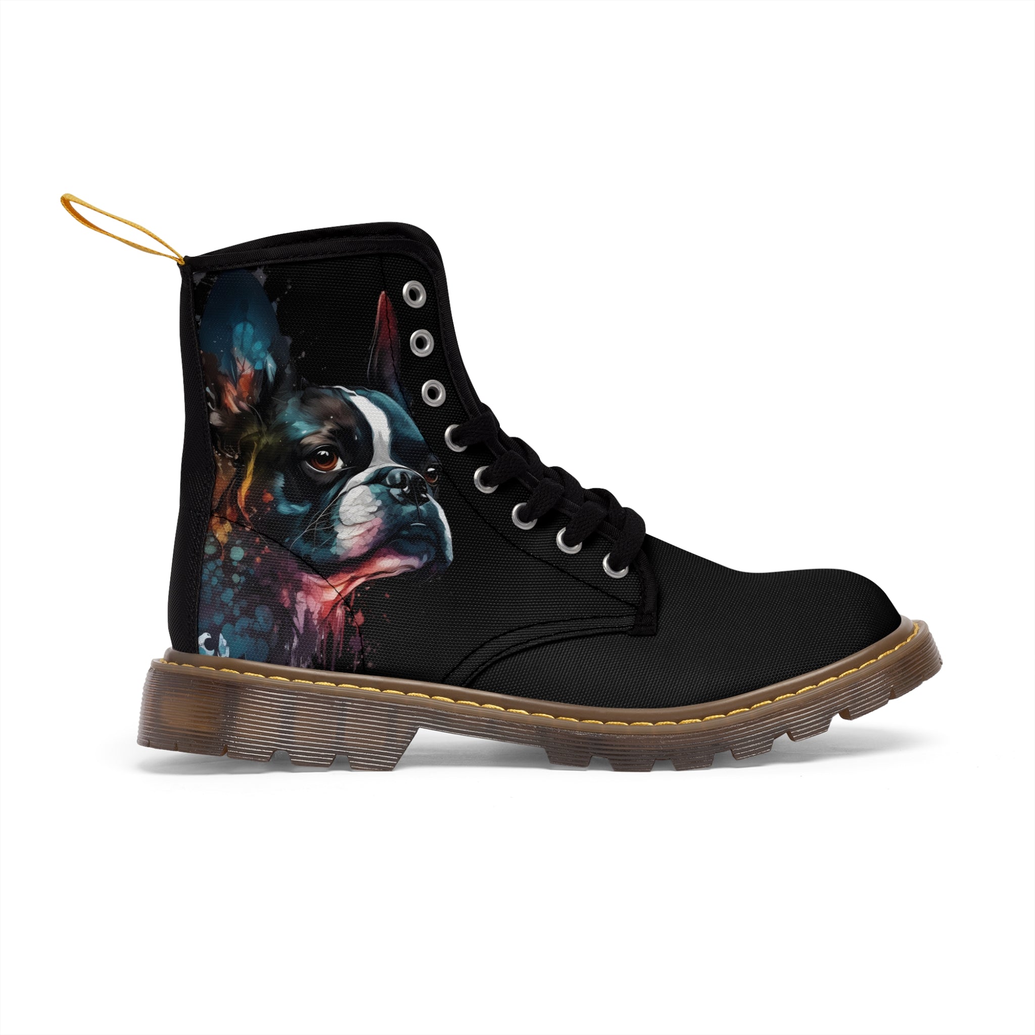 Boston Terrier Art - Men's Martin Canvas Boots