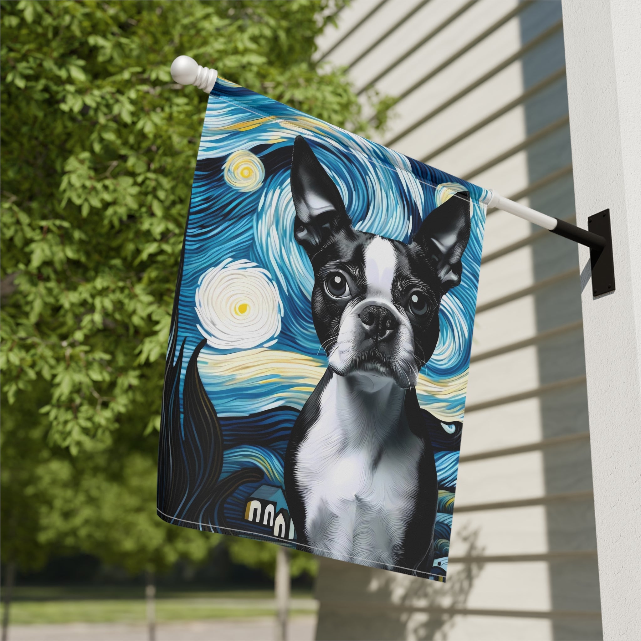 Starry Night - Boston Terrier Garden & House Banner