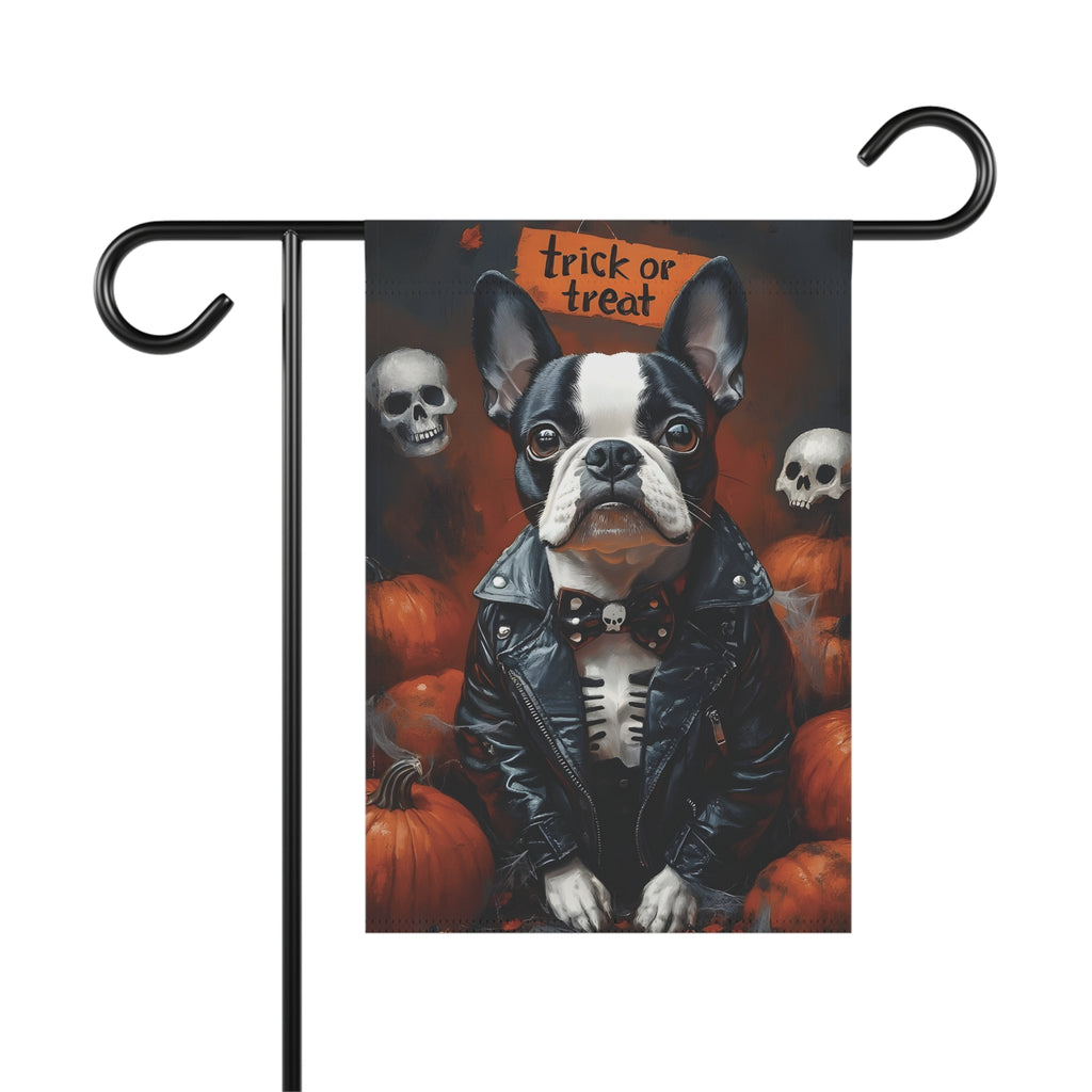 Halloween Boston Terrier Trick or Treat Garden & House Banner