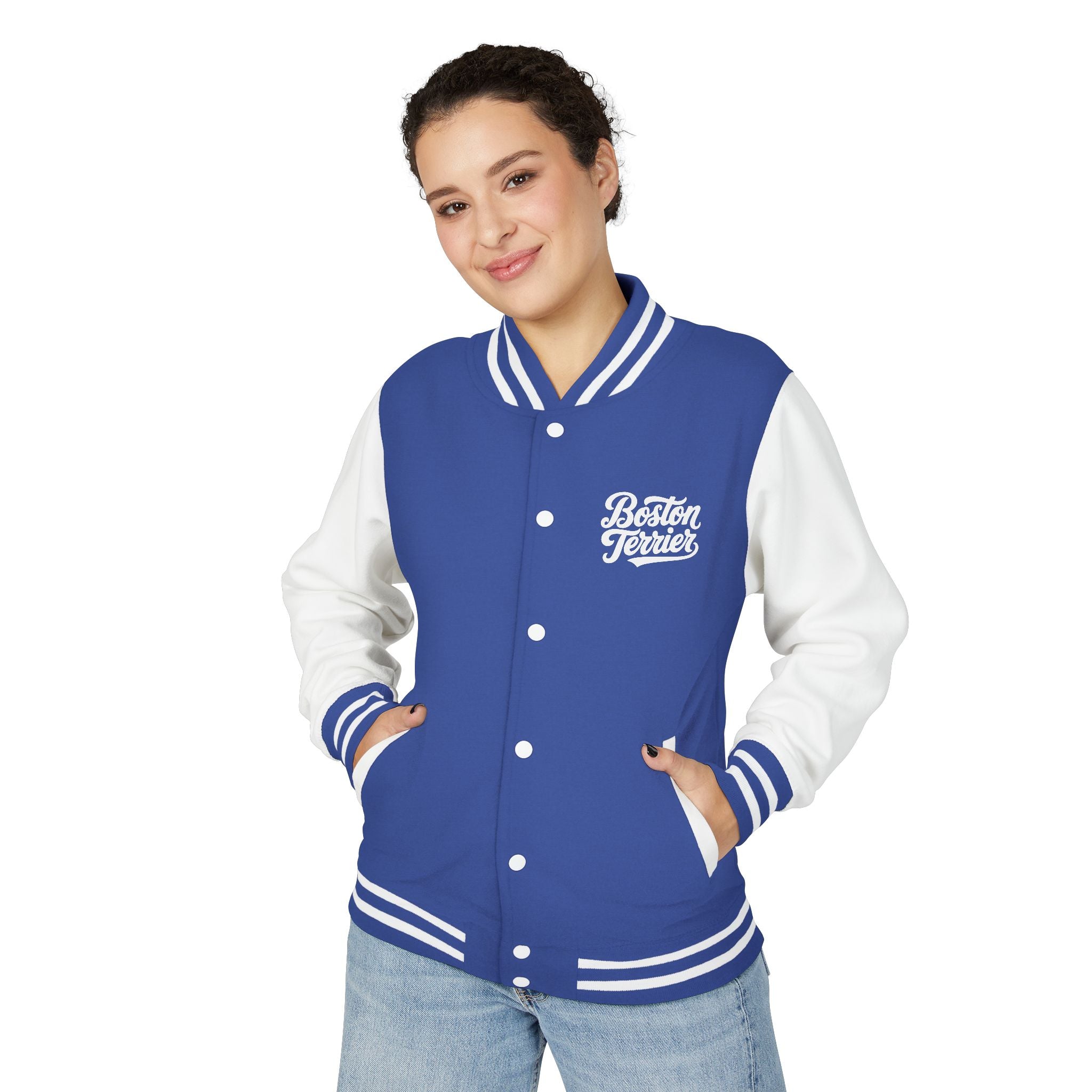 Boston Terrier Unisex Heavyweight Letterman Jacket - Stylish and Cozy
