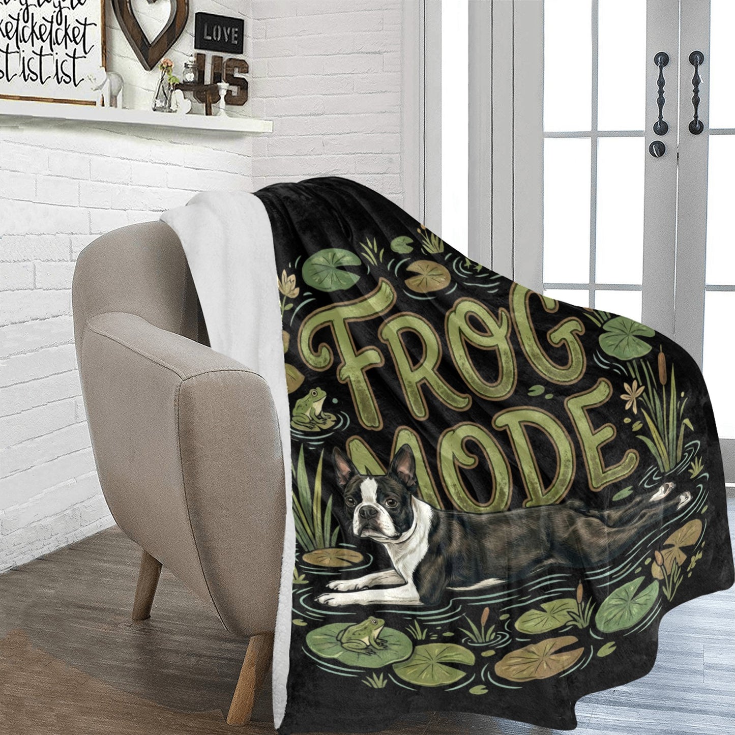 Frog Mode Boston Terrier Dog Frog Legs Ultra-Soft Micro Fleece Blanket .