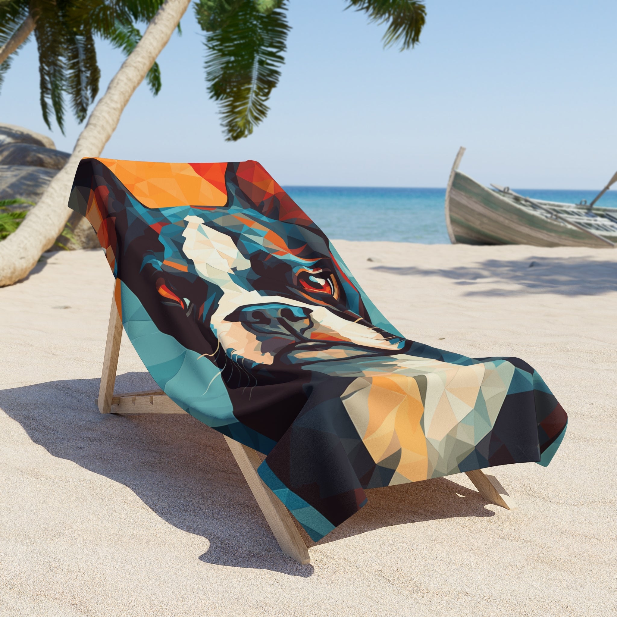 Boston Terrier Beach Towel - Geometrical 2