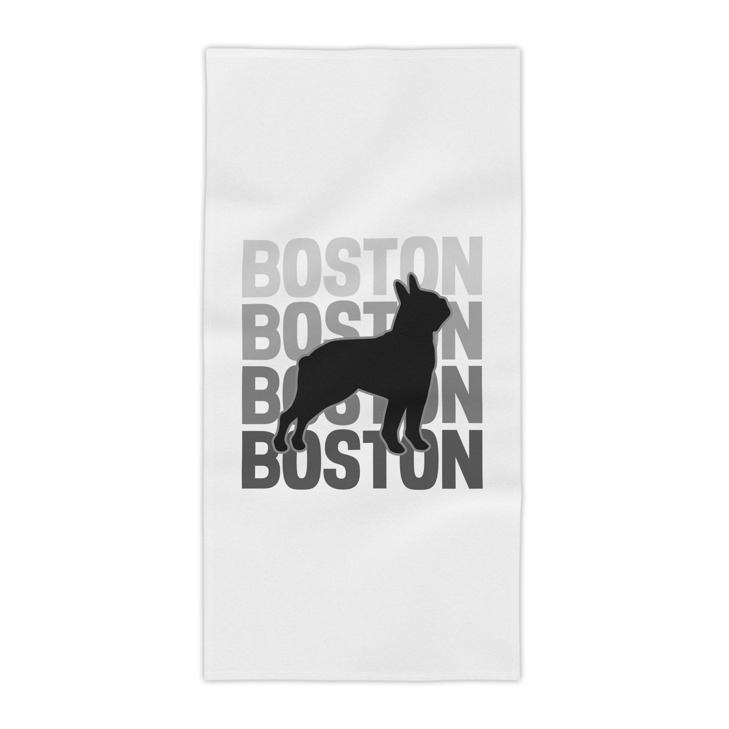 Boston Dog Beach Towel - White - Stylish and Fun Summer Accessory