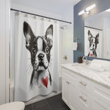 Boston Terrier Heart Shower Curtains