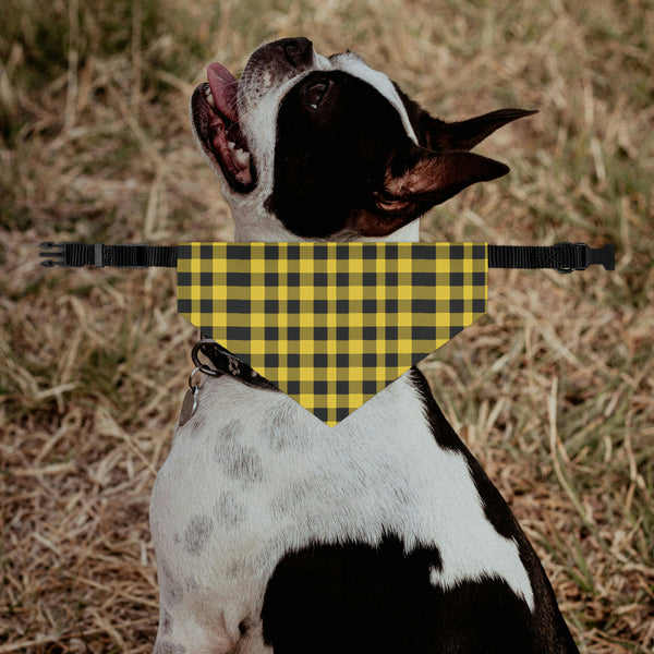 Black and Yellow Plaid Dog Bandana Collar