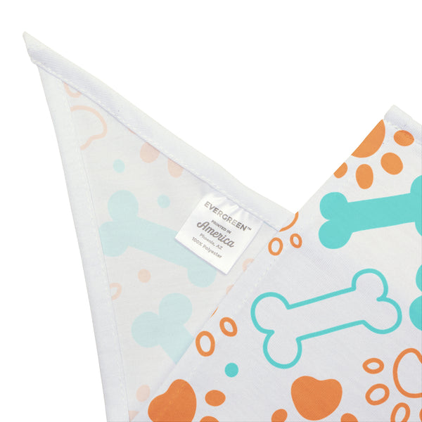 Bones and Paws Dog Bandana - White, Blue and Orange