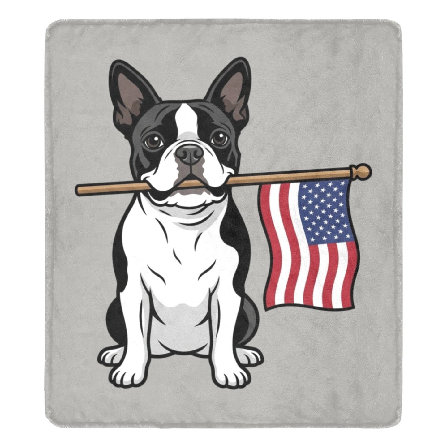 American Flag Boston Terrier Dog Ultra-Soft Micro Fleece Blanket . DarkGray