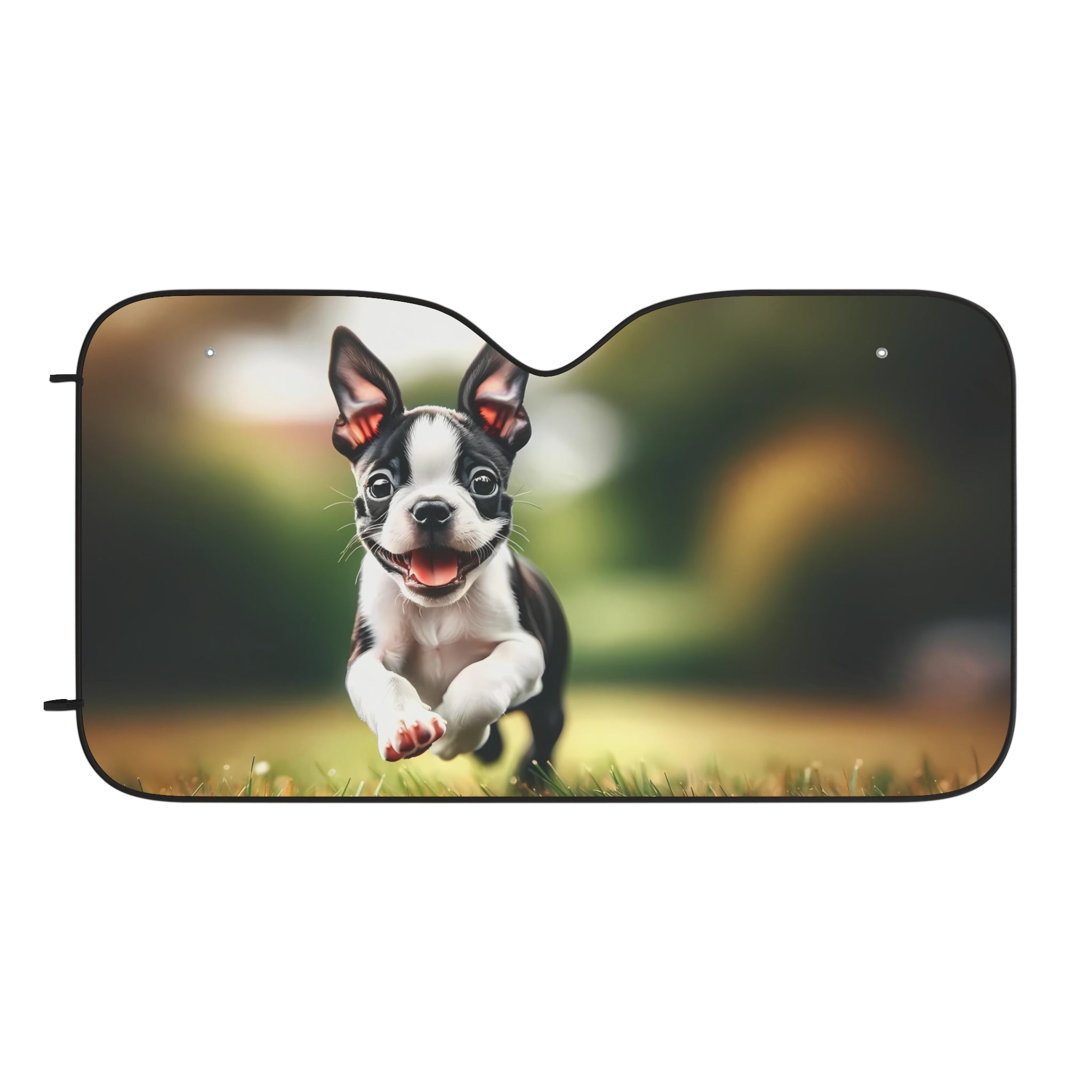 Playful Boston Terrier Puppy Car Sun Shades