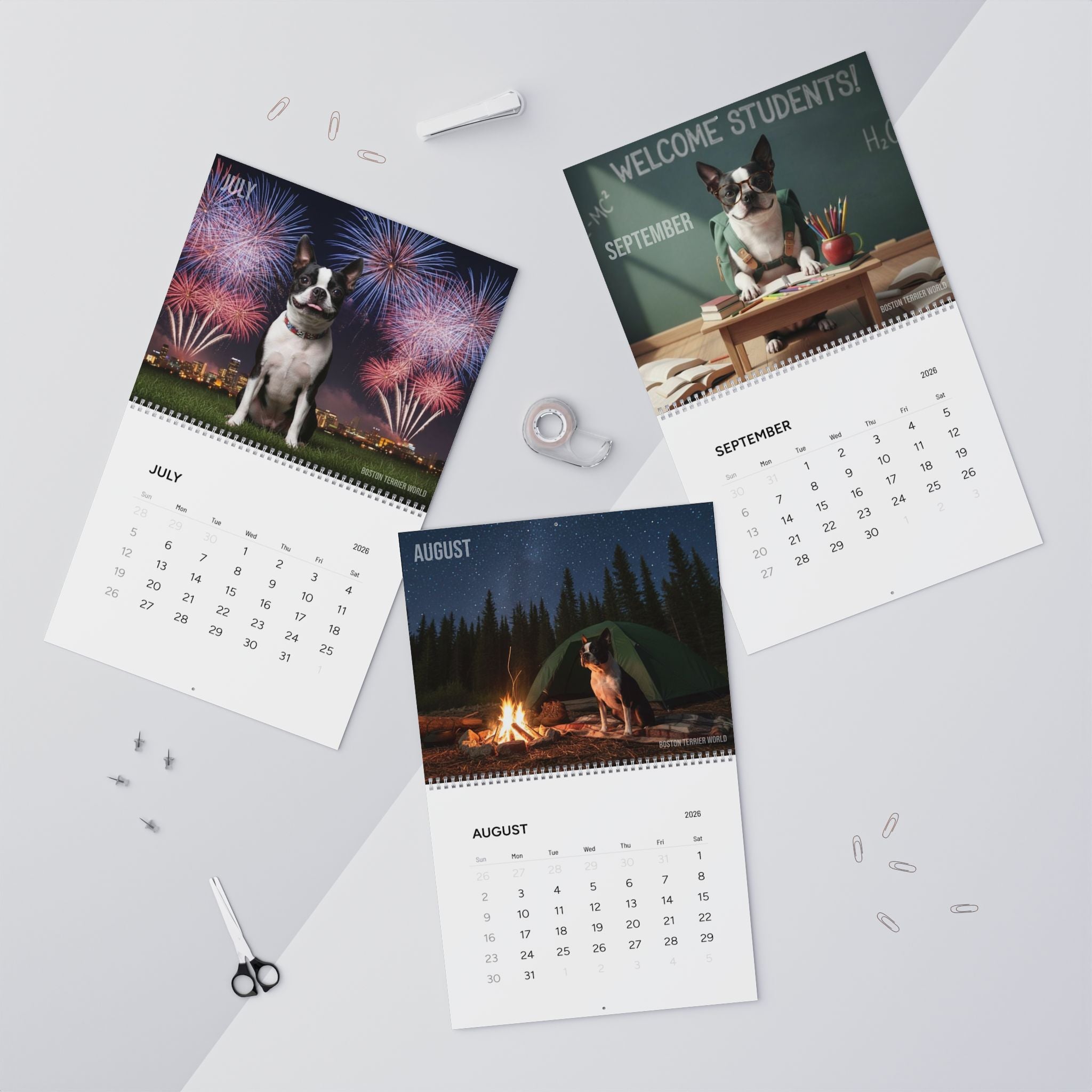 Boston Terrier World 2026 Wall Calendar