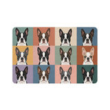 Pop Art Style Colored Boston Terriers Modern Tiles Pattern Pet Food Mat (12x18) .
