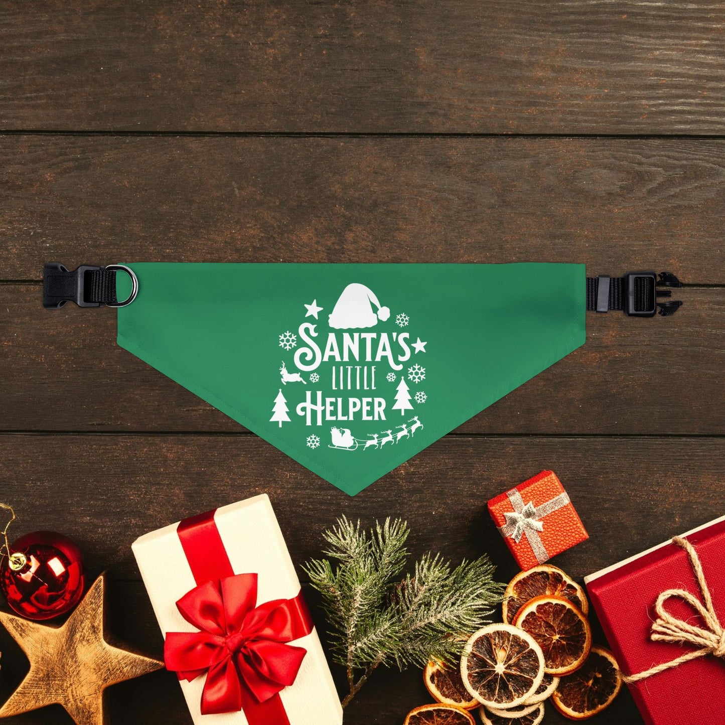 Santa's Little Helper Holiday Dog Bandana Collar . XL