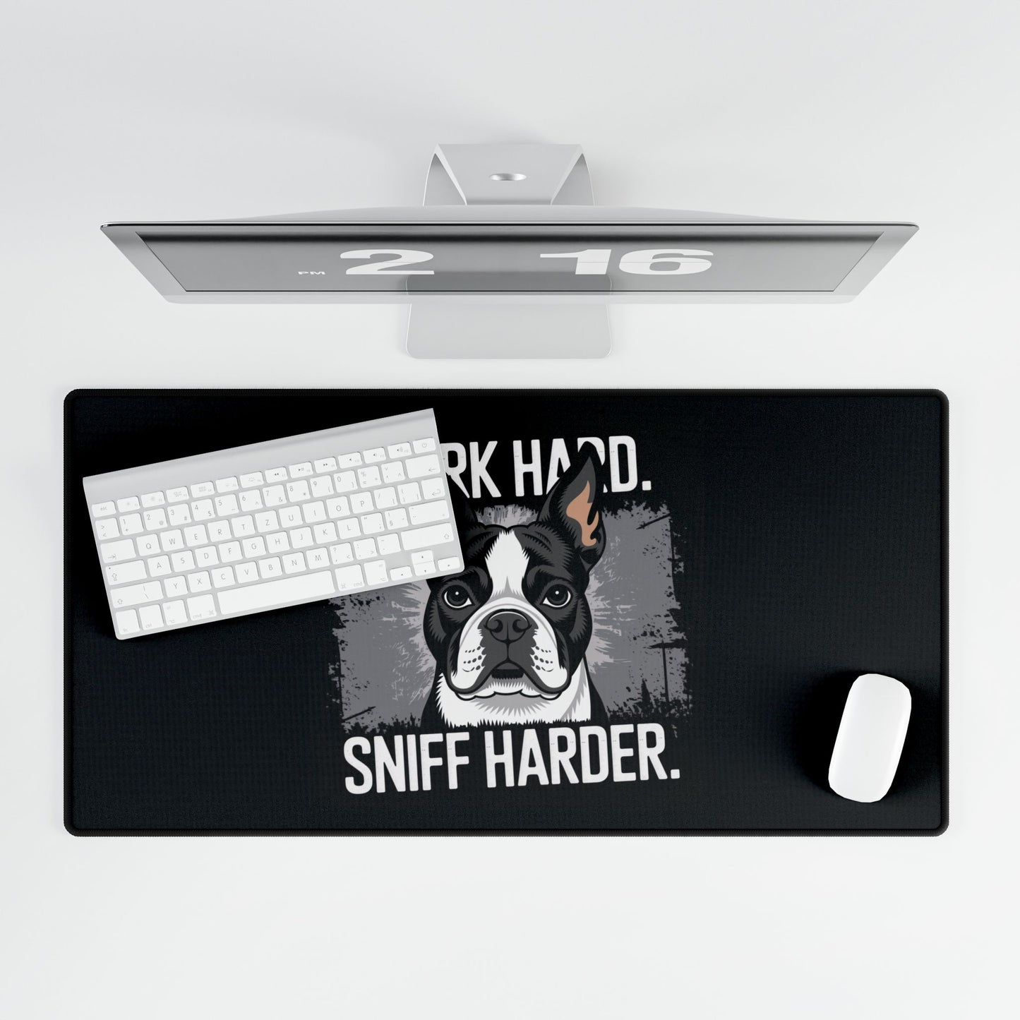 Work Hard Sniff Harder Desk Mat - Bulldog Desk Pad, Office Decor, Pet Lover Gift, Fun Workspace Accessory, Gamers' Mouse Pad
