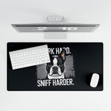 Work Hard Sniff Harder Desk Mat - Bulldog Desk Pad, Office Decor, Pet Lover Gift, Fun Workspace Accessory, Gamers' Mouse Pad