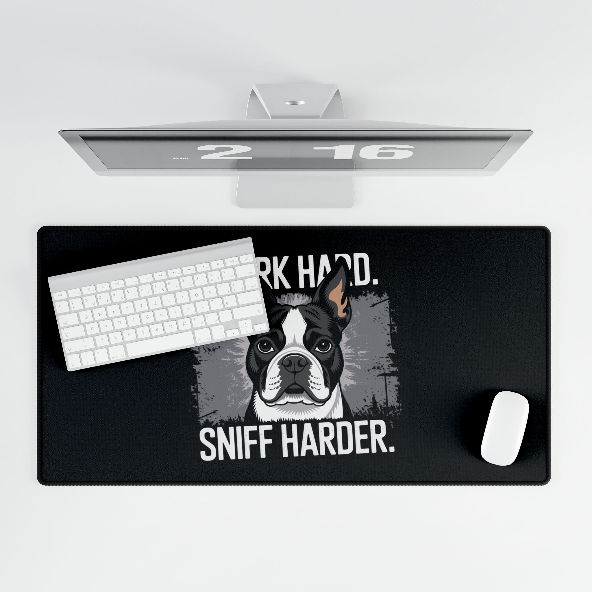 Work Hard Sniff Harder Desk Mat - Bulldog Desk Pad, Office Decor, Pet Lover Gift, Fun Workspace Accessory, Gamers' Mouse Pad