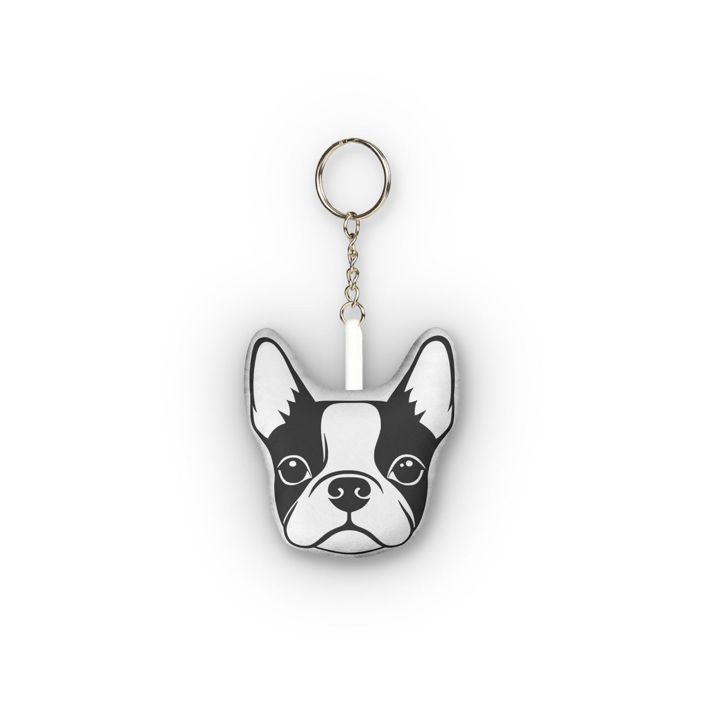 Boston Terrier Face Plush Keychain — Mini Pet Face Keyring .