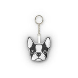 Boston Terrier Face Plush Keychain — Mini Pet Face Keyring .