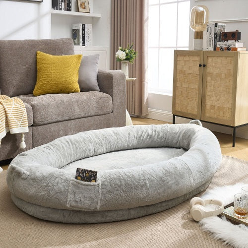 Human Dog Bed For Adult, Giant Extra Large Memory Foam Human Size Pet Bed For People - Light Gray