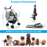 4-Wheels Pet Stroller Foldable Carrier With Removable Liner and Storage Basket
