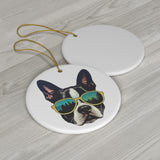 Christmas Boston Terrier Into The Wild Ceramic Ornament, 1-Pack