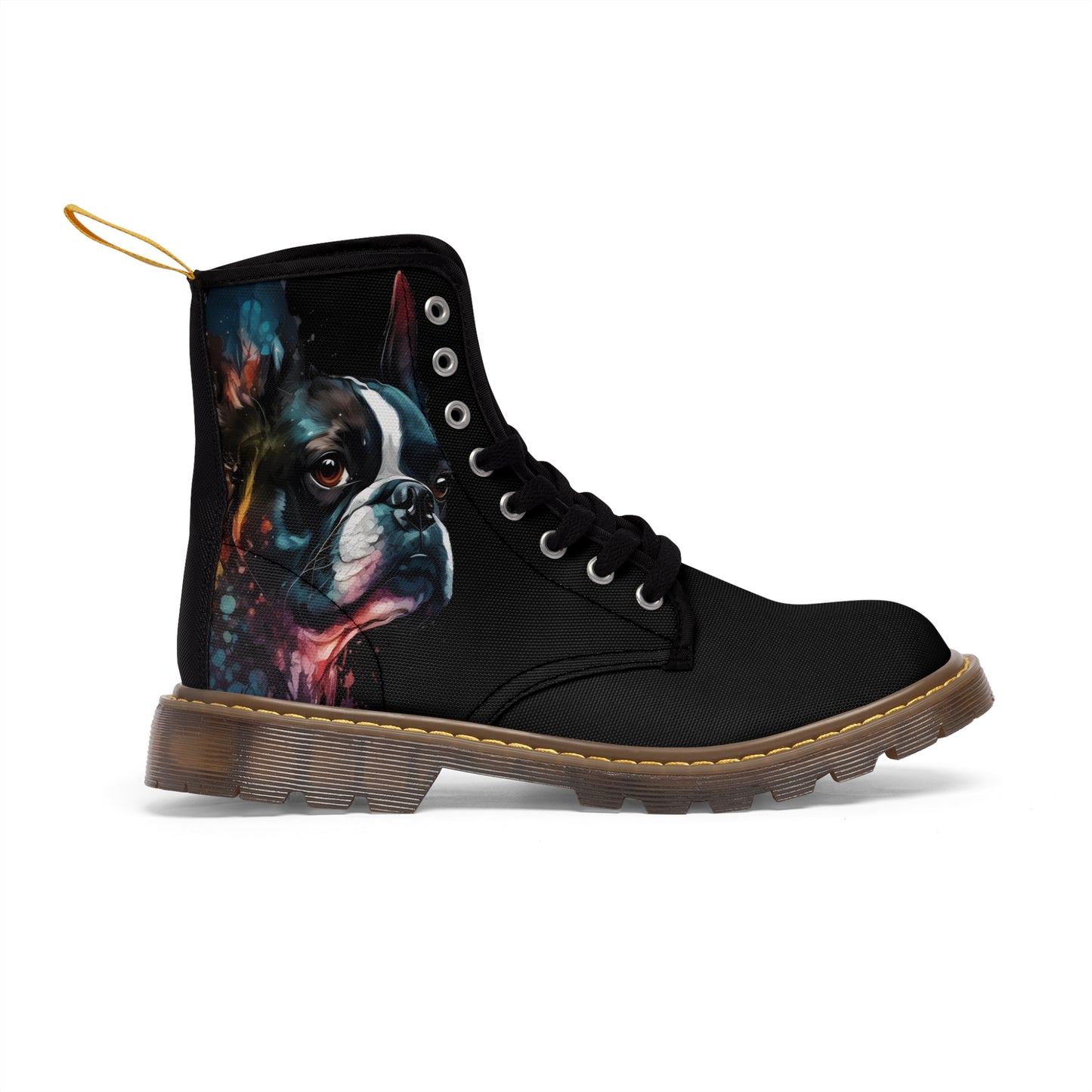 Boston Terrier Art - Women's Martin Canvas Boots