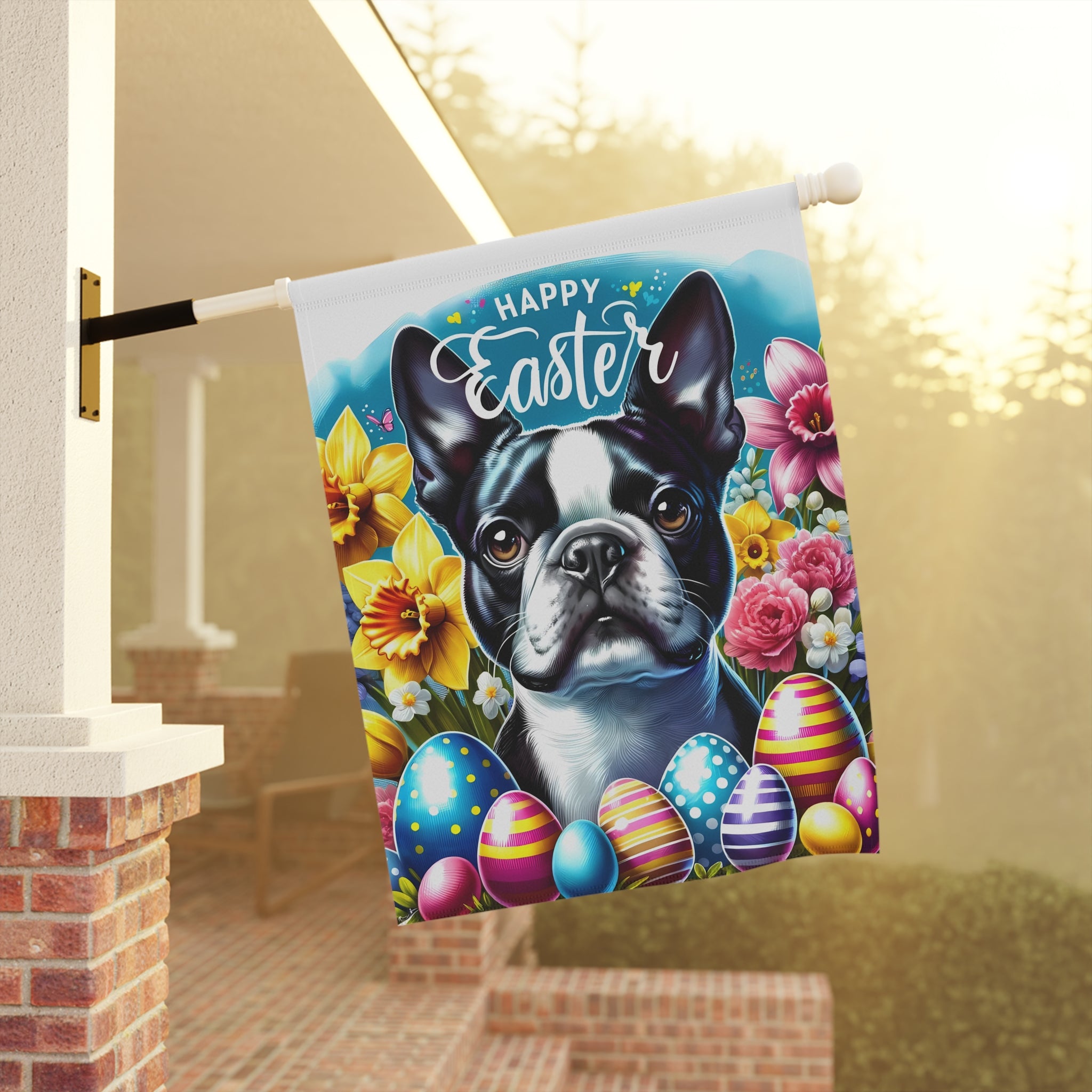Happy Easter Boston Terrier Garden & House Banner